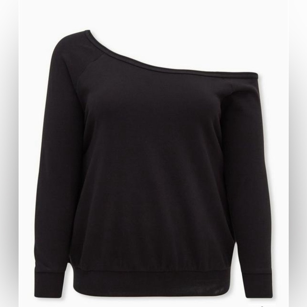 Torrid Off-Shoulder Lt Weight French Terry Sweatshirt Black sz 2